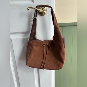 Lucky Brand Classic Brown Suede Shoulder Bag NWT
